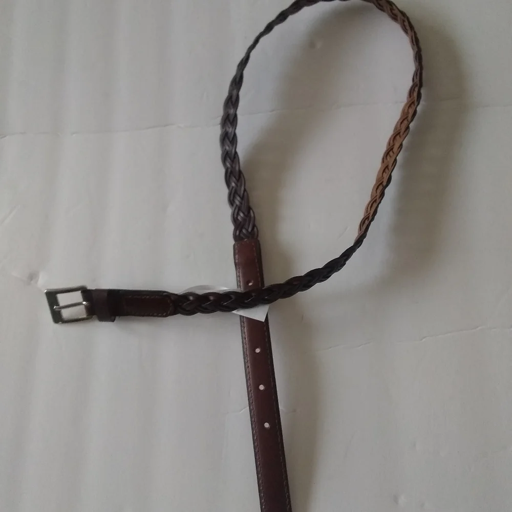 Women's Sonoma Goods For Life Solid & Braided Leather Belt COGNAC BLK SZ SMALL
